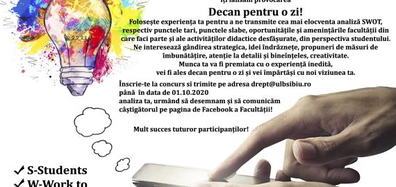 Concurs – Decan pentru o zi !