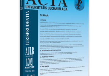 Acta Universitatis Lucian Blaga nr. 1/2020