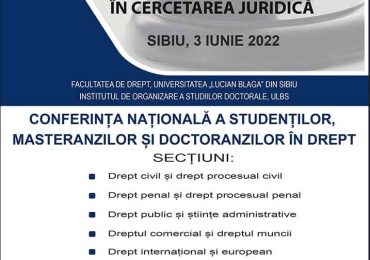 UPDATE -Conferinta națională a studenților, masteranzilor și doctoranzilor în drept, 3 iunie 2022