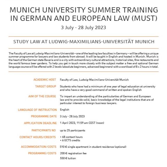 Munich University Summer Training 2023 (MUST)