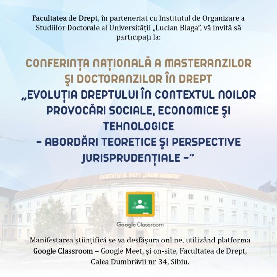 Conferința națională a masteranzilor și doctoranzilor în Drept